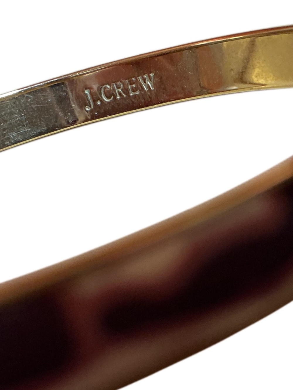 J.Crew Gold Tone Enamel Bangle Bracelet, Beige & Brown Abstract Animal Print